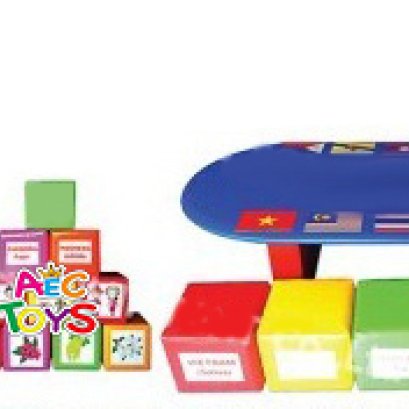 โต๊ะ เก้าอี้ อาเซียน แบบเหลี่ยม  (โต๊ะ 1 เก้าอี้ 10)